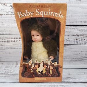 Vintage Anne Geddes 15" Brown Eyes Baby Squirrels Plush Doll 1998 New In Box NIB